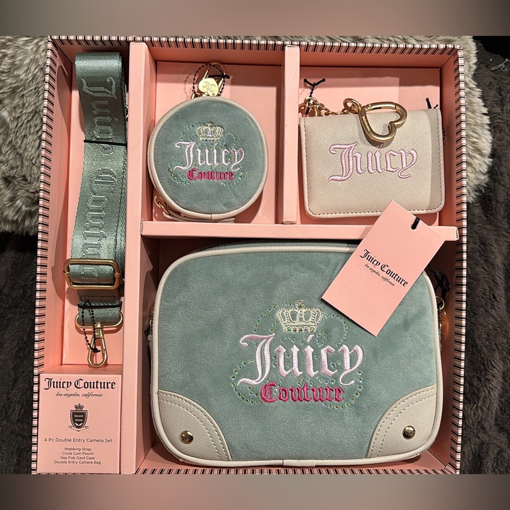 Juicy Couture Teal and Cream Bag Set in Gift Box - NWT!!